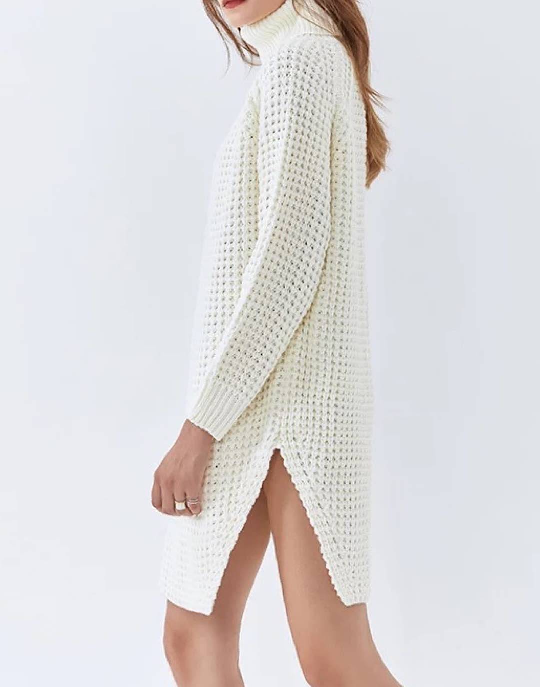 Turtleneck Knitted Sweater Dress