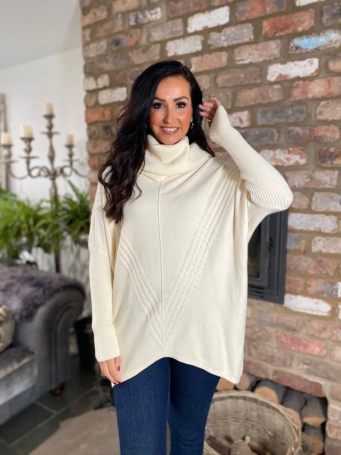 Vanilla Cowl Neck Batwing Knit Heidi