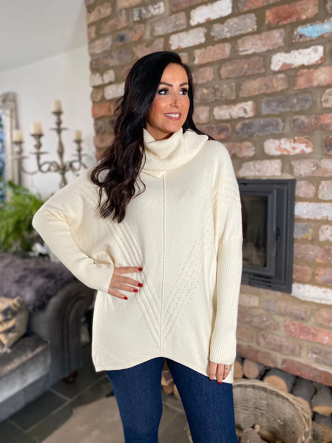 Vanilla Cowl Neck Batwing Knit Heidi