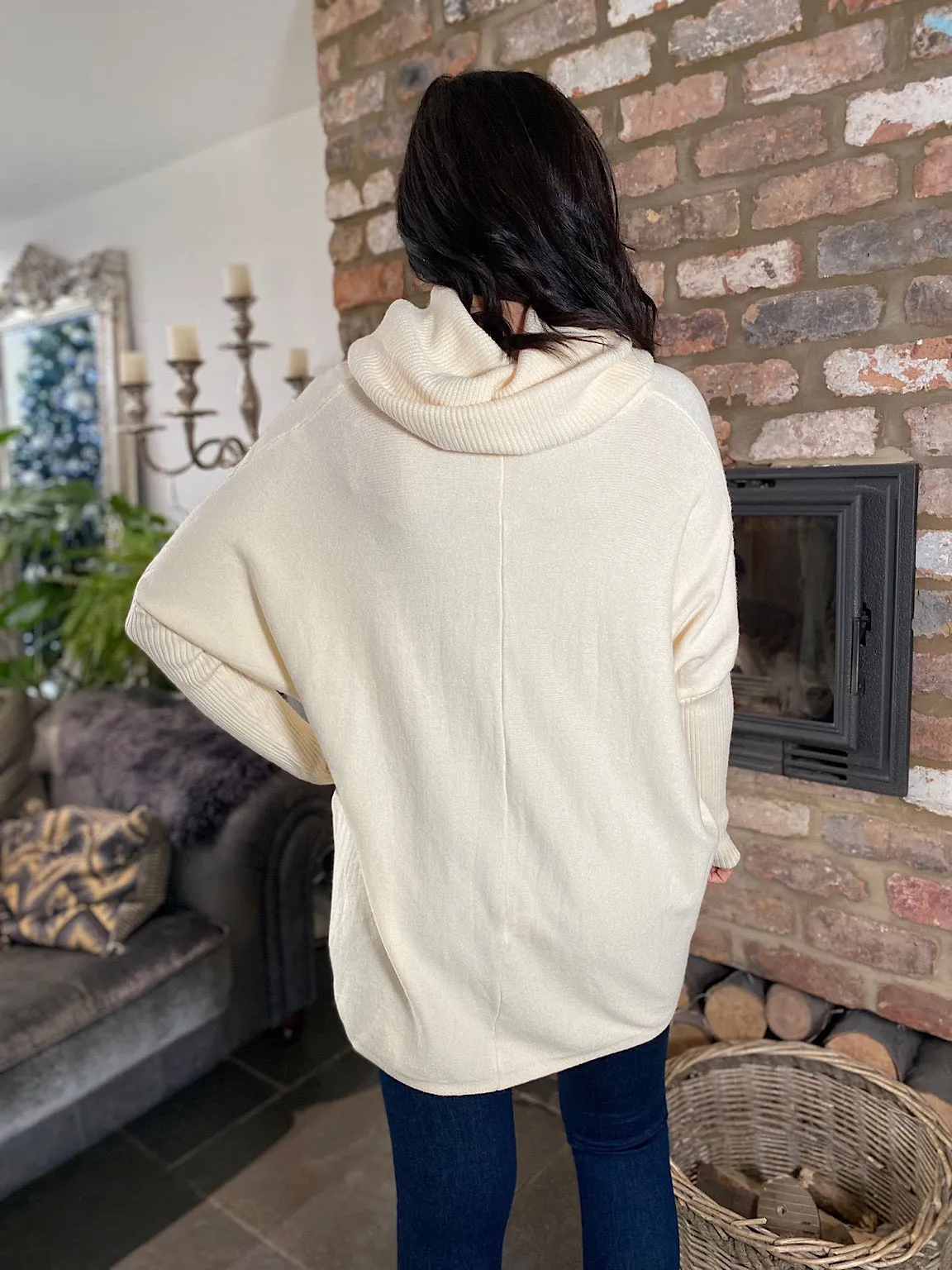 Vanilla Cowl Neck Batwing Knit Heidi