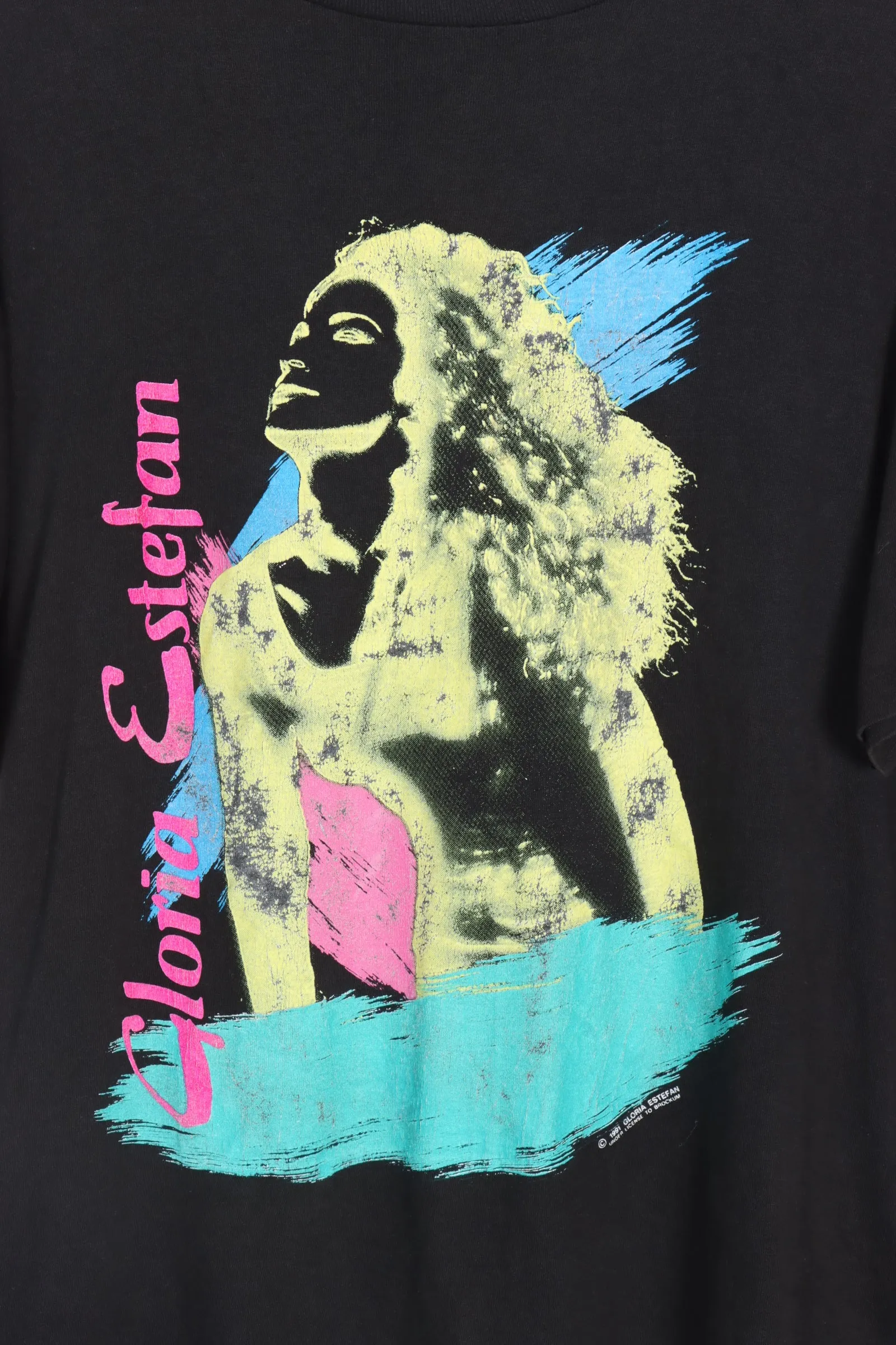 Vintage 1991 Gloria Estenfan Fluro Colourful USA Made Music Tee (M-L)