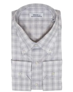 White and Grey Cotton Boston Plaid Sportshirt