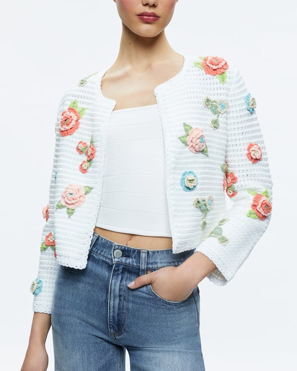 White Crochet Anderson Cardigan