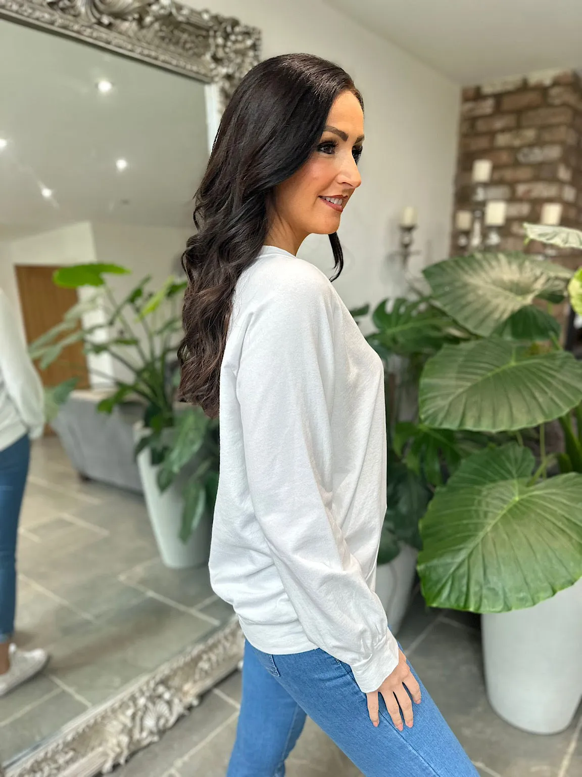 White V Neck Sweatshirt Reema 2