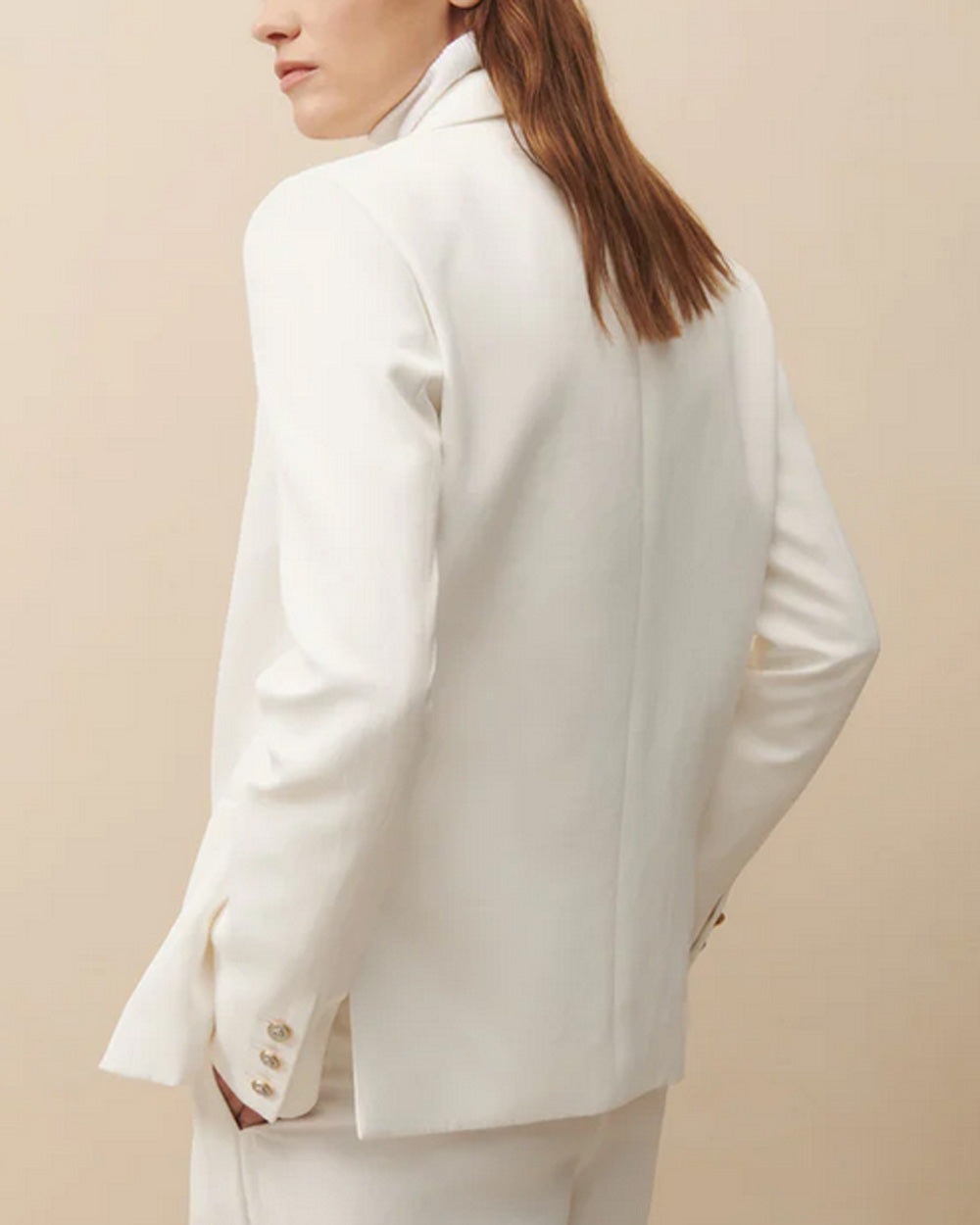 White Zip Cuff Boyfriend Blazer