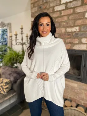 Winter White Cowl Neck Batwing Knit Heidi