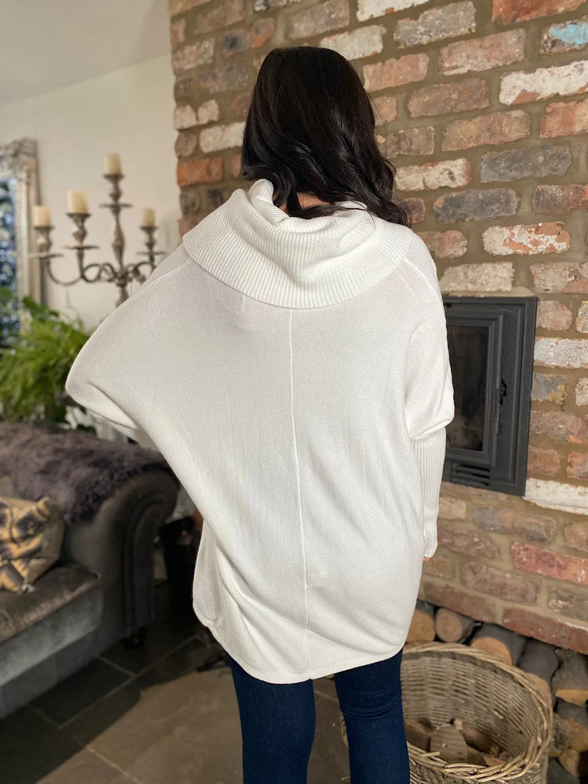 Winter White Cowl Neck Batwing Knit Heidi