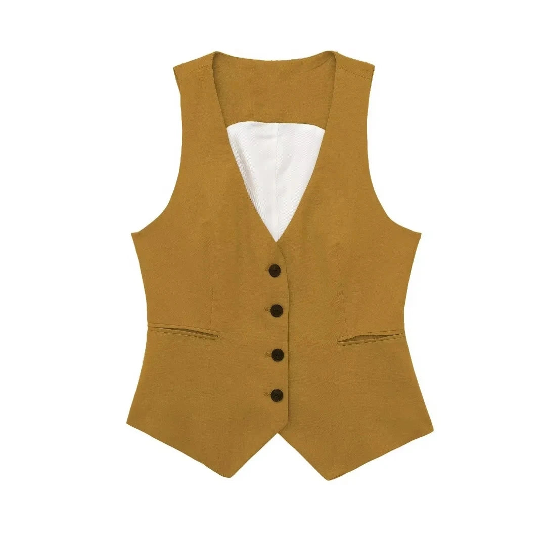 Women's Vest Linen Sleeveless Suit Vest for Women 2024