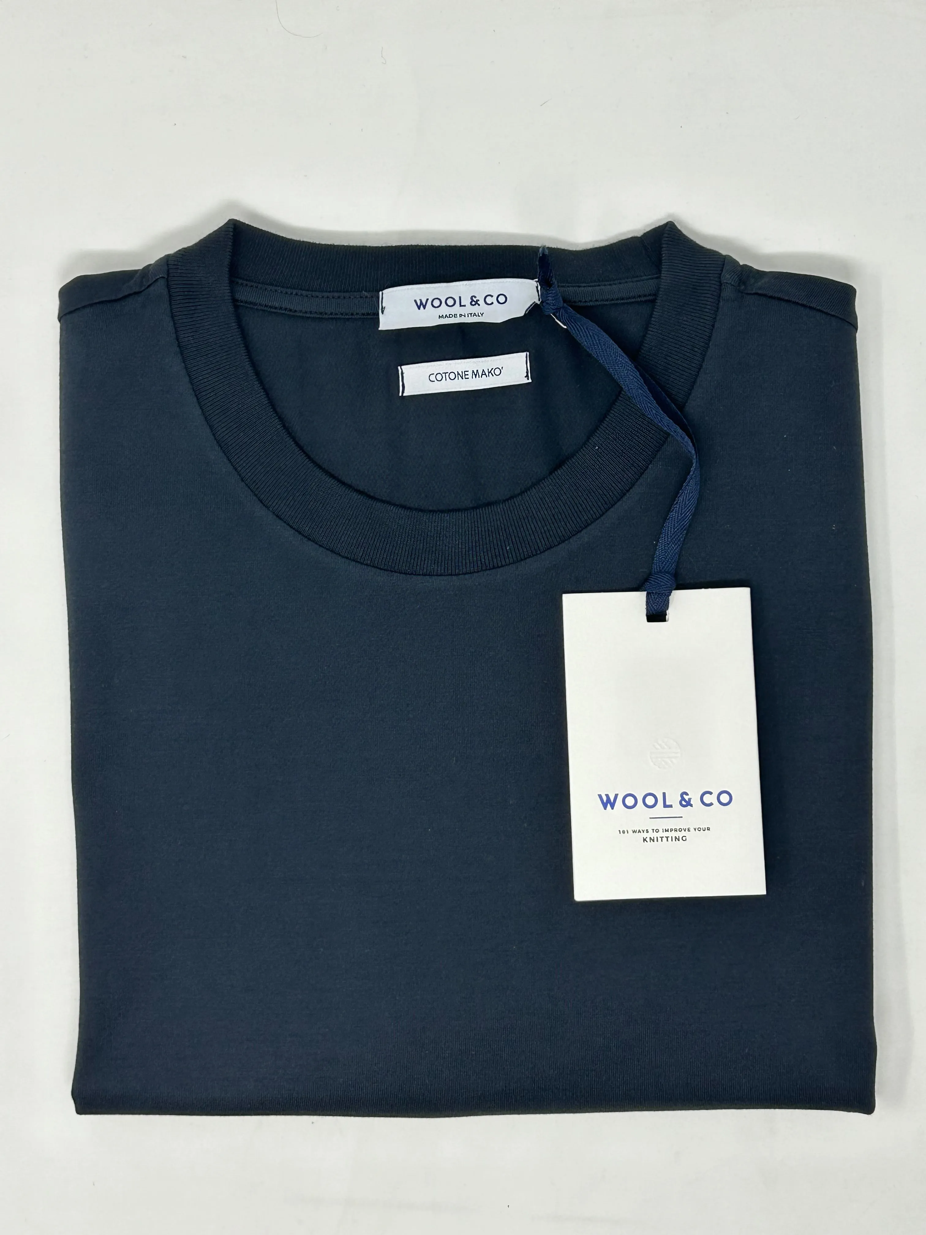 WOOL & CO T-SHIRT GIROCOLLO BLU