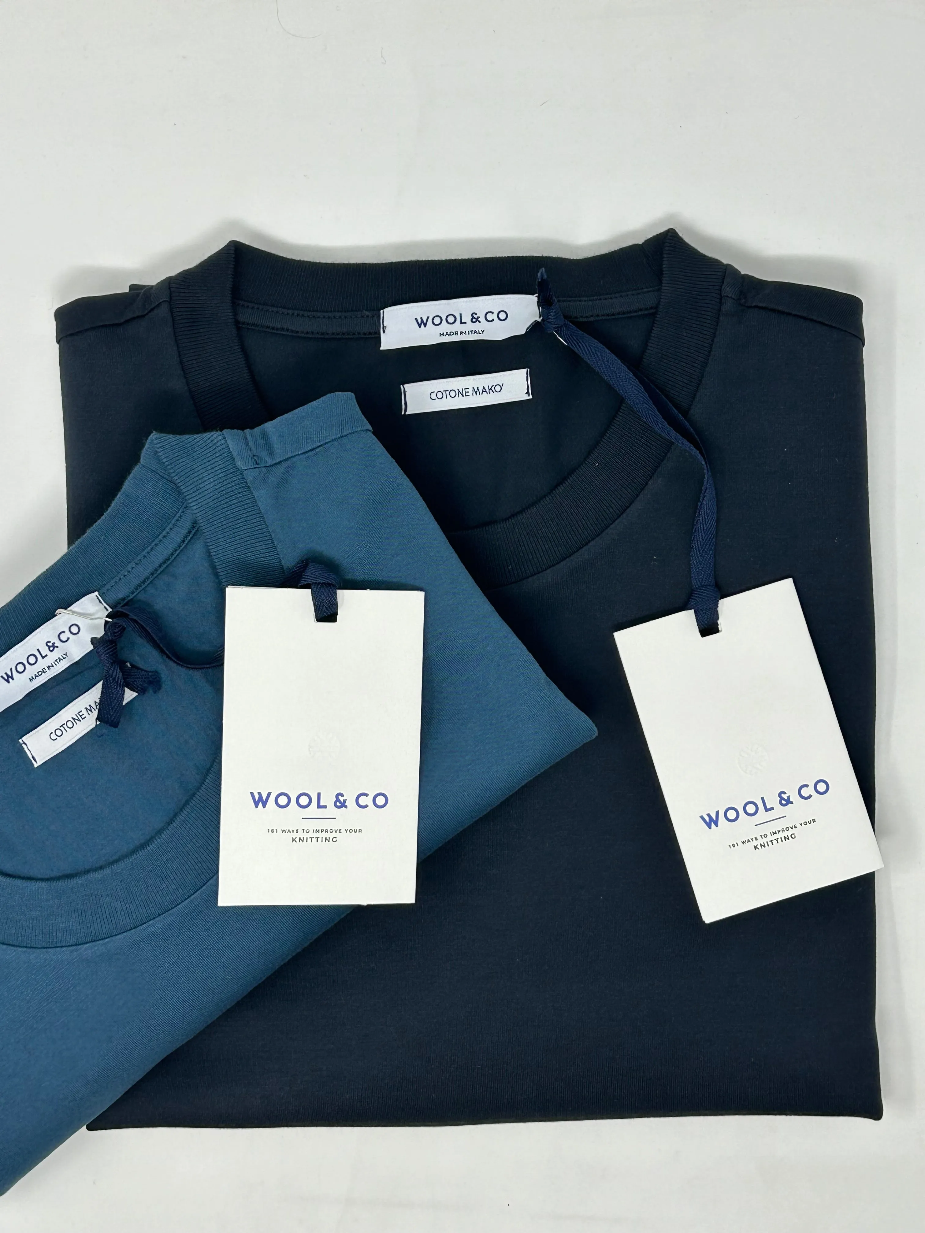 WOOL & CO T-SHIRT GIROCOLLO BLU