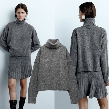 ZARA  |HIGH COLLAR KNIT SWEATER