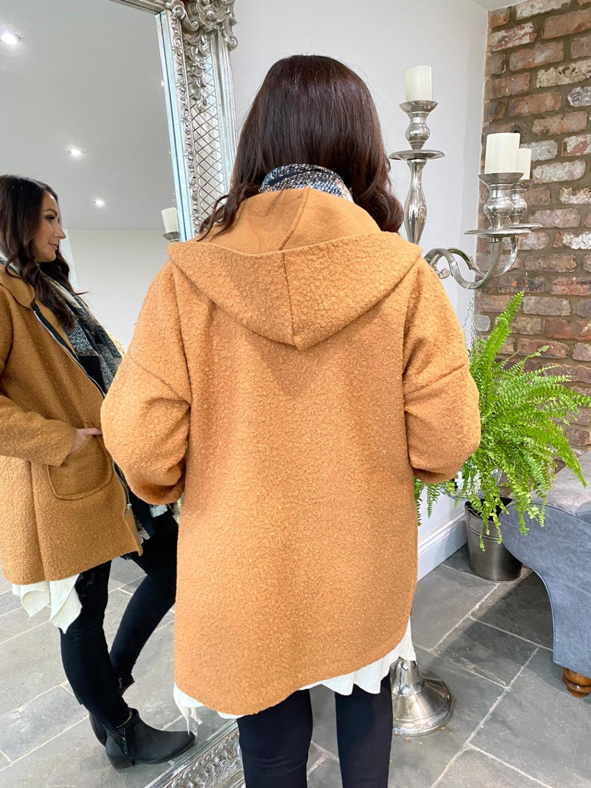 Zip Boucle Hooded Jacket Leila