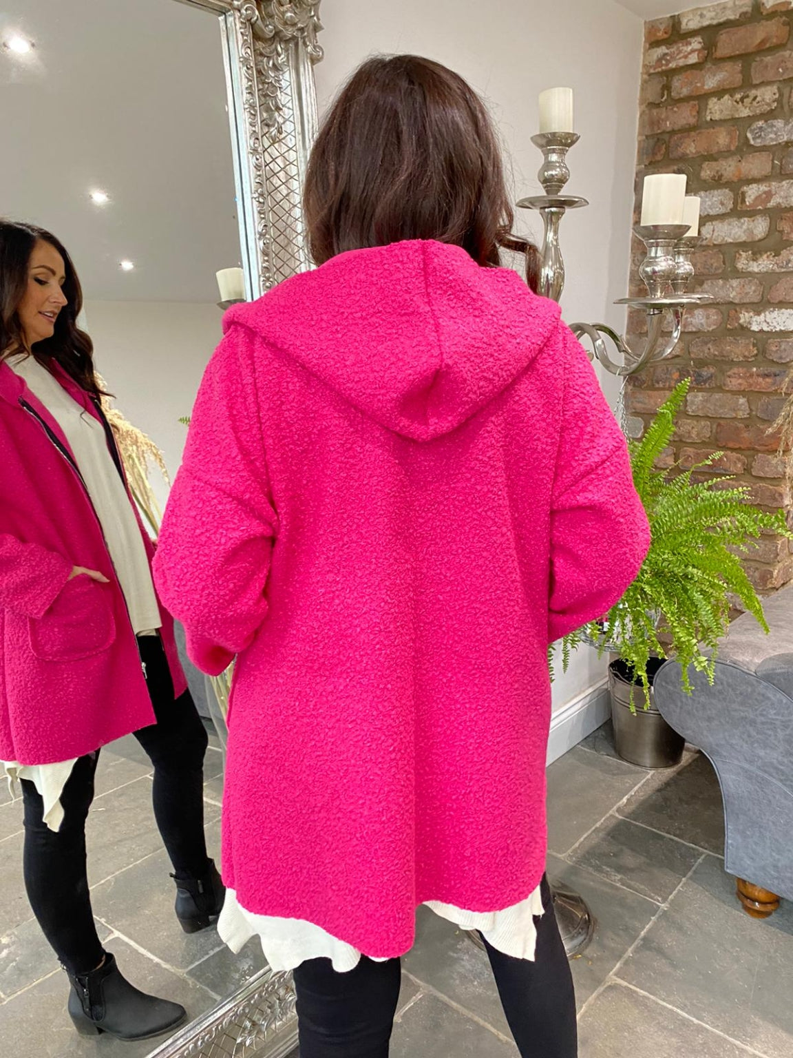 Zip Boucle Hooded Jacket Leila